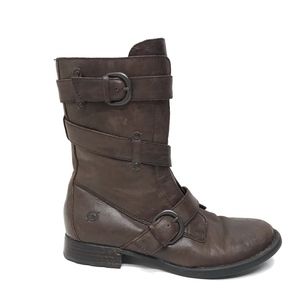 BORN Alamid Brown Leather Moto Boots 6